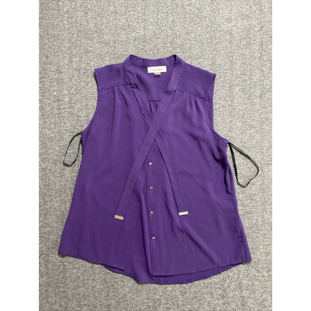 CALVIN KLEIN Women's Sleeveless Top Blouse Shirt Purple Size S